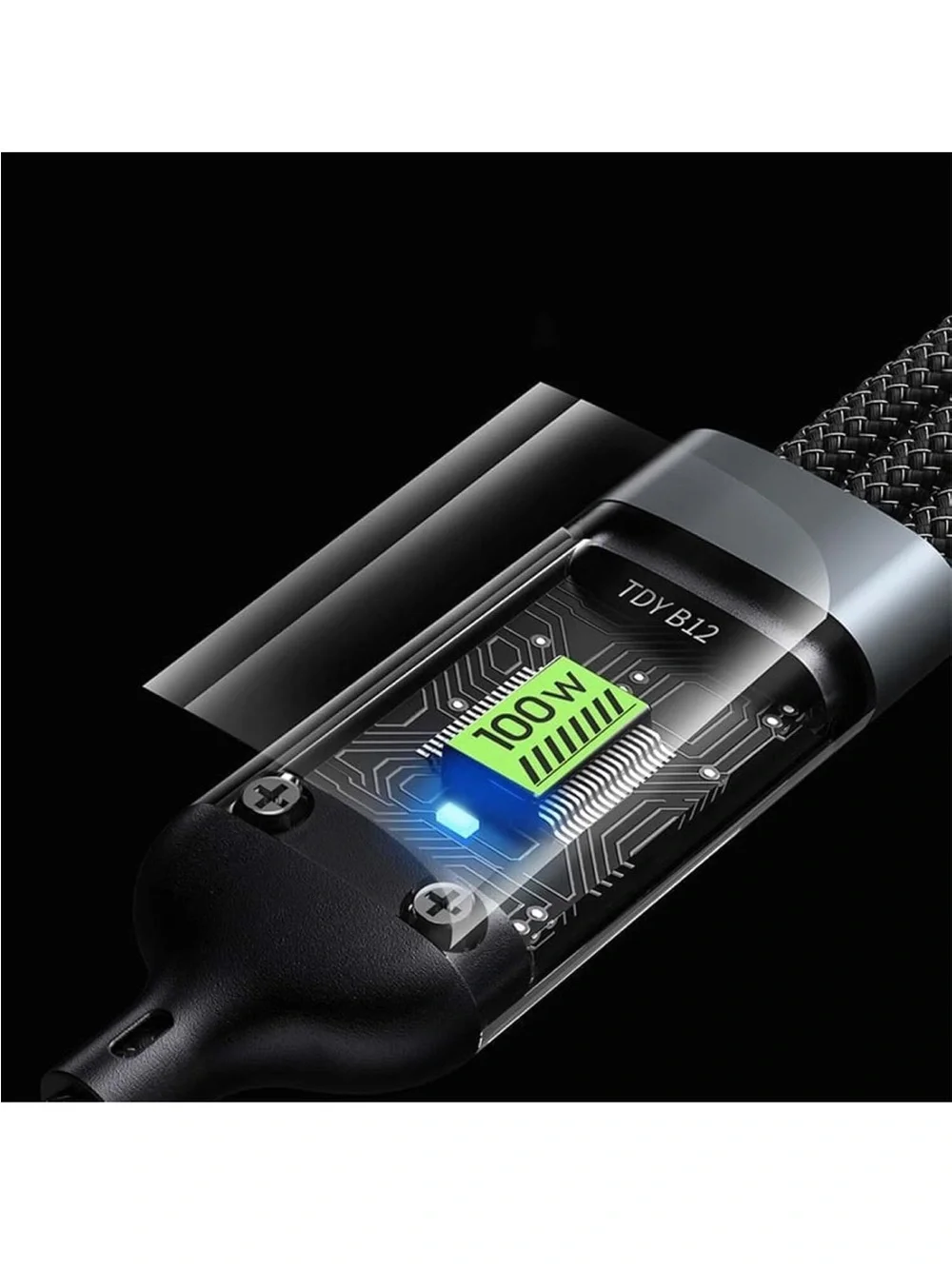 3-in-1 100W Super Fast Charging Multi-Connector Cable - Black
